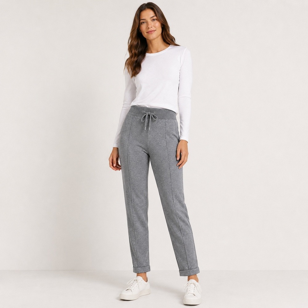 NEW Splendid Collection Heather Gray Pintuck Jogger Sweatpants Cozy Athleisure
